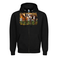 Black 2 horses at the ranch Zipper Hoodie - LillyAllenDesigns