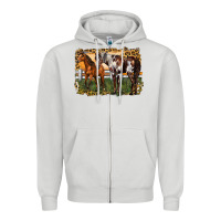 Dove Grey 2 horses at the ranch Zipper Hoodie - LillyAllenDesigns