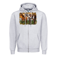 Heather Grey 2 horses at the ranch Zipper Hoodie - LillyAllenDesigns