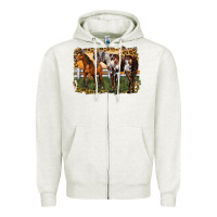 Oatmeal Heather 2 horses at the ranch Zipper Hoodie - LillyAllenDesigns