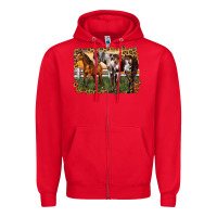 Red 2 horses at the ranch Zipper Hoodie - LillyAllenDesigns