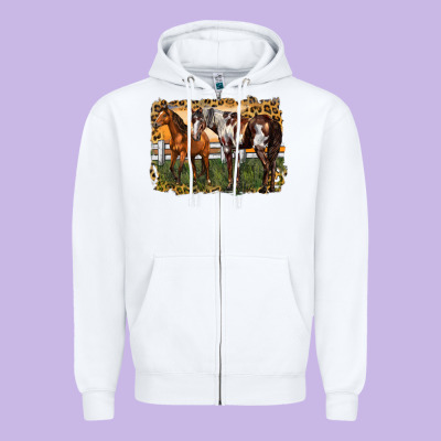 2 Horses At The Ranch Zipper Hoodie Designed By Lillyallendesigns