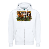 White 2 horses at the ranch Zipper Hoodie - LillyAllenDesigns