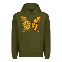 Army Green childhood cancer butterfly Premium Hoodie - Jasminsmagicworld