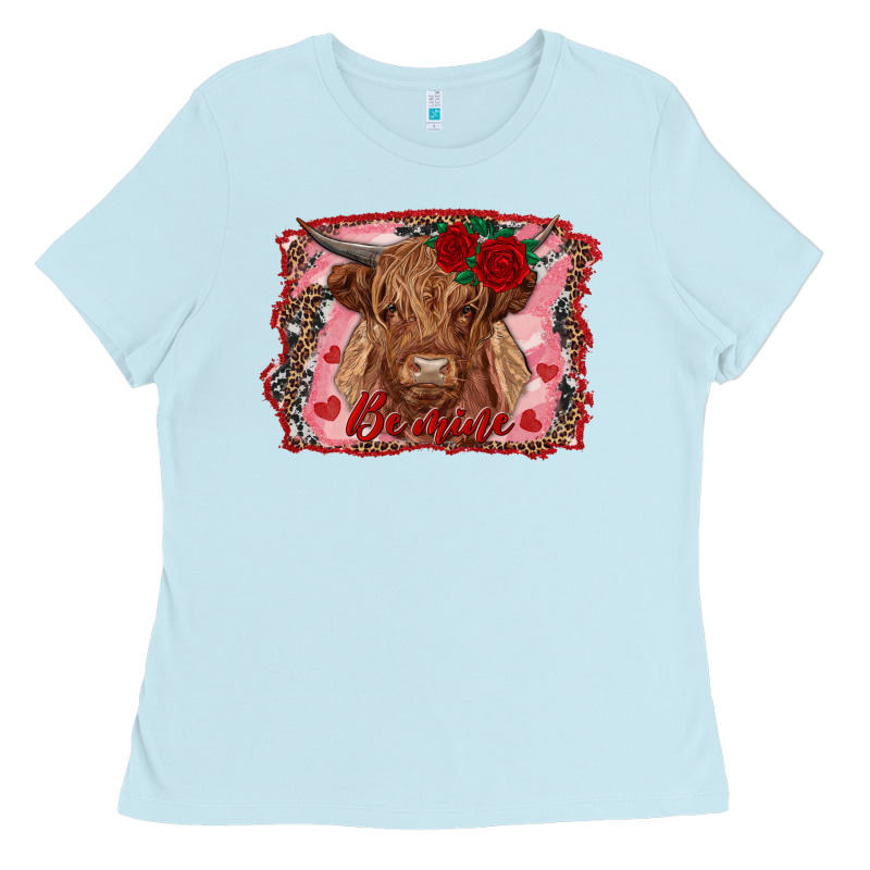 Be Mine Highland Cow Ladies Tee by AdoDesignShop | Teevron