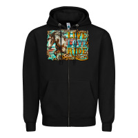 Black live love ride horse Zipper Hoodie - LillyAllenDesigns