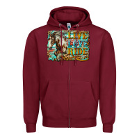 Burgundy live love ride horse Zipper Hoodie - LillyAllenDesigns