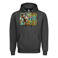 Charcoal Heather live love ride horse Zipper Hoodie - LillyAllenDesigns