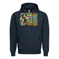 Navy live love ride horse Zipper Hoodie - LillyAllenDesigns