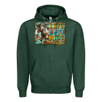 Sports Green live love ride horse Zipper Hoodie - LillyAllenDesigns