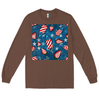 Chestnut 4th uf july strawberries seamless pattern Long Sleeve Tee - BundleAndBundleShop