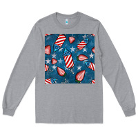 Heather Grey 4th uf july strawberries seamless pattern Long Sleeve Tee - BundleAndBundleShop