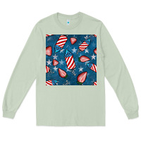 Matcha 4th uf july strawberries seamless pattern Long Sleeve Tee - BundleAndBundleShop