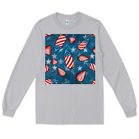 Moon Dust 4th uf july strawberries seamless pattern Long Sleeve Tee - BundleAndBundleShop