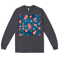 Smoke 4th uf july strawberries seamless pattern Long Sleeve Tee - BundleAndBundleShop