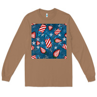Toasted Coconut 4th uf july strawberries seamless pattern Long Sleeve Tee - BundleAndBundleShop
