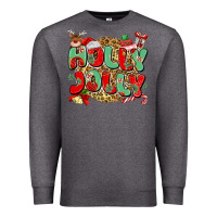Charcoal Heather holly jolly christmas Premium Sweatshirt - MaliasSmallBusiness
