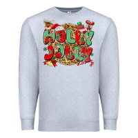 Heather Grey holly jolly christmas Premium Sweatshirt - MaliasSmallBusiness