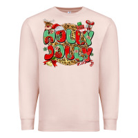 Pale Pink holly jolly christmas Premium Sweatshirt - MaliasSmallBusiness