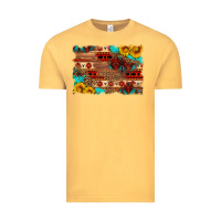 Vintage Mustard aztec and leopard background Vintage Tee - HRA Design Shop