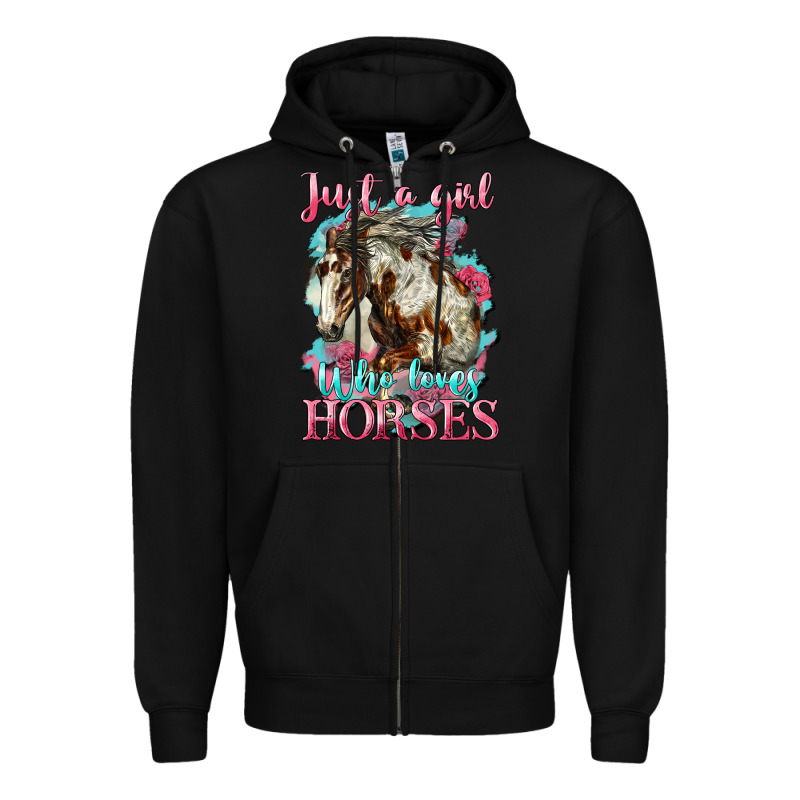 Just A Girl Who Loves Horses Mustang Zipper Hoodie by LillyAllenDesigns | Teevron
