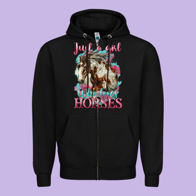 Just A Girl Who Loves Horses Mustang Zipper Hoodie Designed By Lillyallendesigns