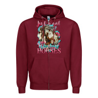 Burgundy just a girl who loves horses mustang Zipper Hoodie - LillyAllenDesigns