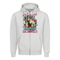 Dove Grey just a girl who loves horses mustang Zipper Hoodie - LillyAllenDesigns