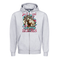 Heather Grey just a girl who loves horses mustang Zipper Hoodie - LillyAllenDesigns