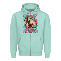Seafoam just a girl who loves horses mustang Zipper Hoodie - LillyAllenDesigns