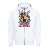 White just a girl who loves horses mustang Zipper Hoodie - LillyAllenDesigns