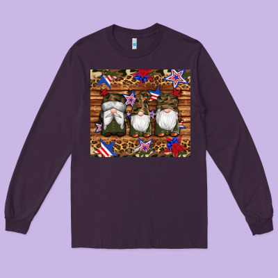 Camouflage Gnomes American Flag Star Leopard Long Sleeve Tee Designed By Artiststas