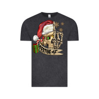 Vintage Black festive af christmas skull Vintage Tee - FaDigitalArtStudio
