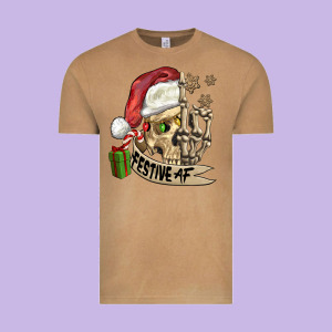 Festive Af Christmas Skull Vintage Tee Designed By Fadigitalartstudio