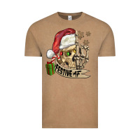 Vintage Coffee festive af christmas skull Vintage Tee - FaDigitalArtStudio