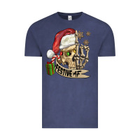 Vintage Denim festive af christmas skull Vintage Tee - FaDigitalArtStudio