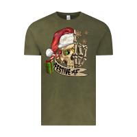 Vintage Olive festive af christmas skull Vintage Tee - FaDigitalArtStudio