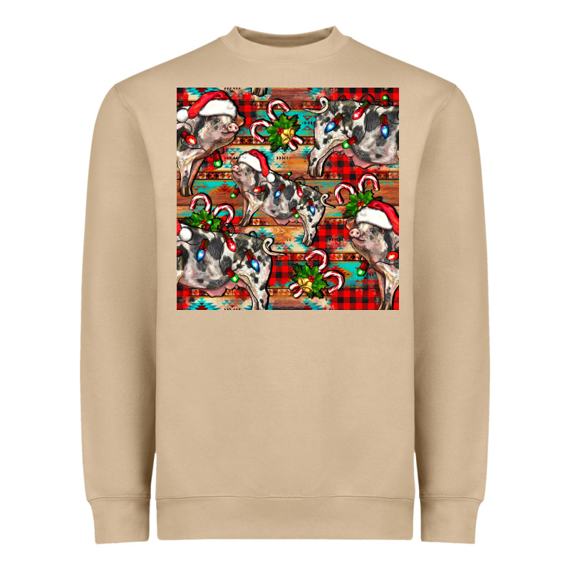 Christmas Pig  Aztec Heavyweight Sweatshirt by FaDigitalArtStudio | Teevron