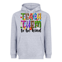 Heather Grey teach them to be kind Heavyweight Hoodie - NancyCooperArtShop