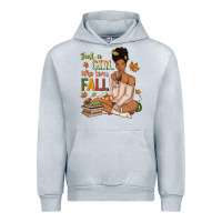 Heather Grey Just a girl who loves Fall afro woman Urban Hoodie - NancyCooperArtShop
