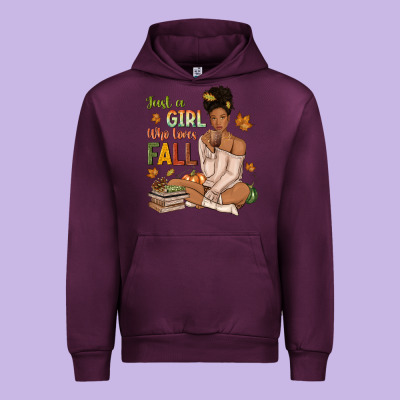 Just A Girl Who Loves Fall Afro Woman Urban Hoodie Designed By Nancycooperartshop