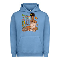 Pigment Pebble Blue Just a girl who loves Fall afro woman Urban Hoodie - NancyCooperArtShop