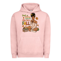 Pigment Salmon Just a girl who loves Fall afro woman Urban Hoodie - NancyCooperArtShop
