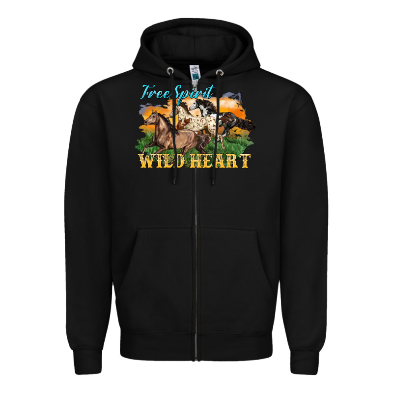 Free Spirit Wild Heart 3 Horses Zipper Hoodie by LillyAllenDesigns | Teevron
