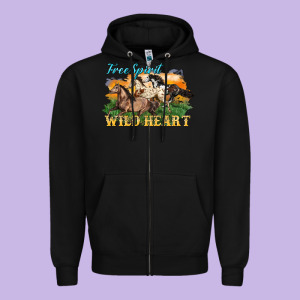 Free Spirit Wild Heart 3 Horses Zipper Hoodie Designed By Lillyallendesigns