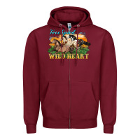 Burgundy free spirit wild heart 3 horses Zipper Hoodie - LillyAllenDesigns