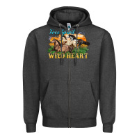 Charcoal Heather free spirit wild heart 3 horses Zipper Hoodie - LillyAllenDesigns
