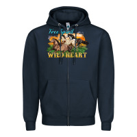 Navy free spirit wild heart 3 horses Zipper Hoodie - LillyAllenDesigns