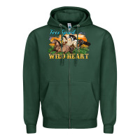 Sports Green free spirit wild heart 3 horses Zipper Hoodie - LillyAllenDesigns