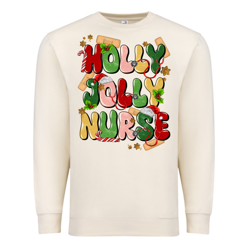 Holly Jolly Nurse Premium Sweatshirt by MaliasSmallBusiness | Teevron
